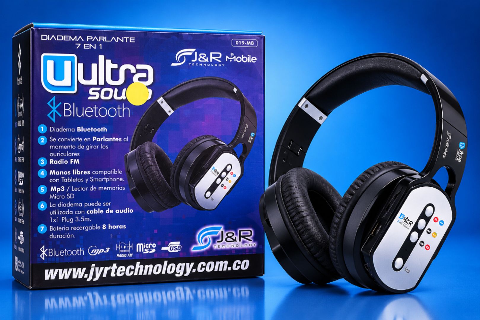 Diadema Bluetooth 7 en 1 J&R Mobile Ultra Sound – 019-MB