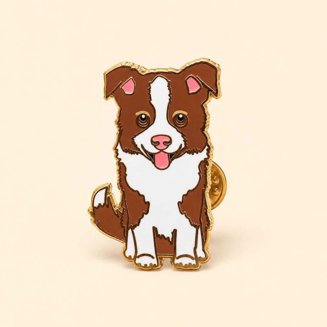 PIN BORDER COLLIE MARRÓN
