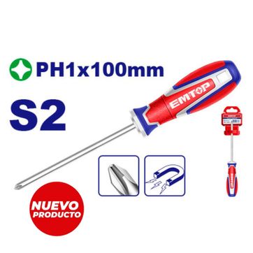 EMTOP DESTORNILLADOR 3/16x4" ESTRIA (PH1x100MM) SUPER EMTOP - imagen 1
