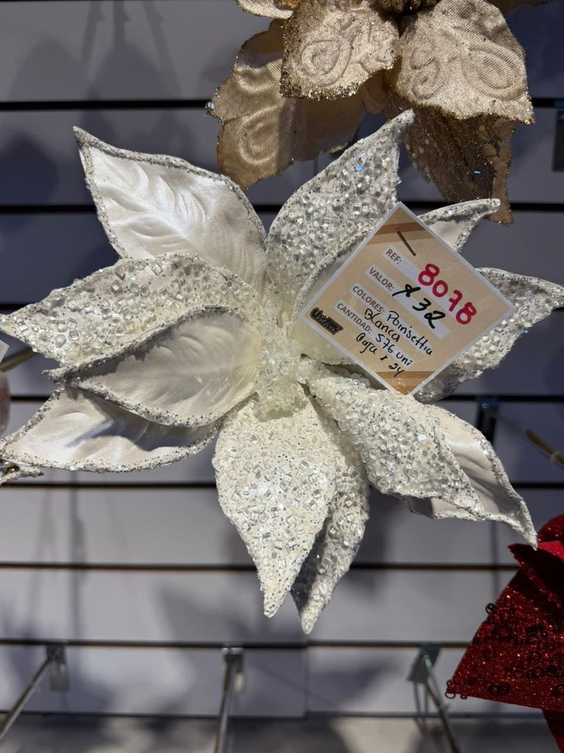 PONSETIA CROMADA EN CUERINA BLANCA