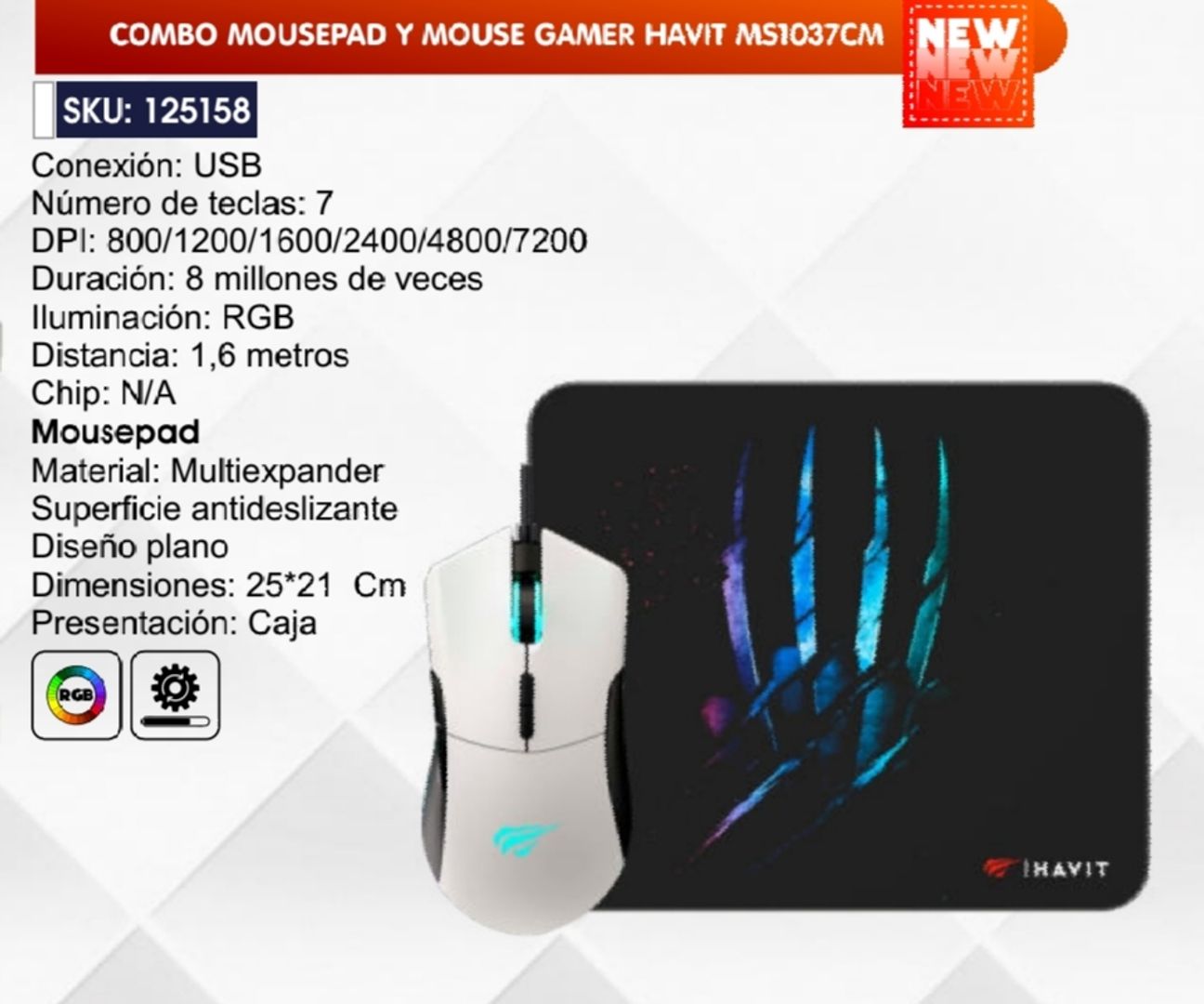 COMBO MOUSEPAD Y MOUSE GAMER HAVIT