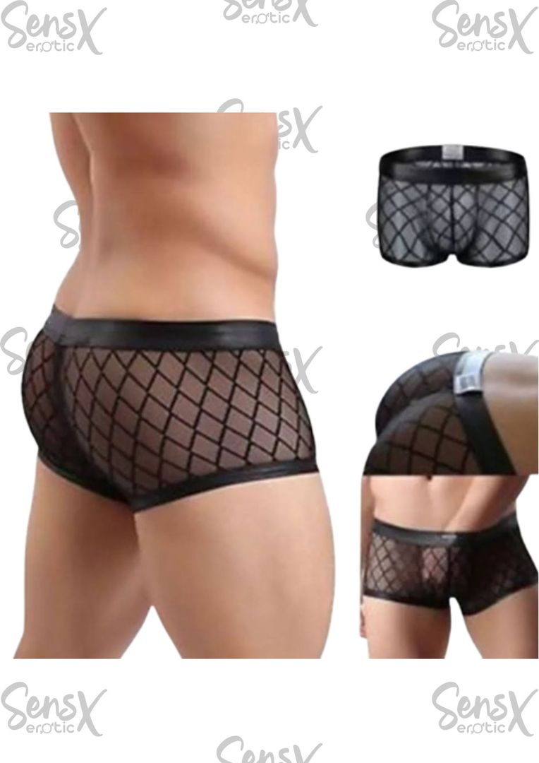 Bóxer transparente de rejilla negra