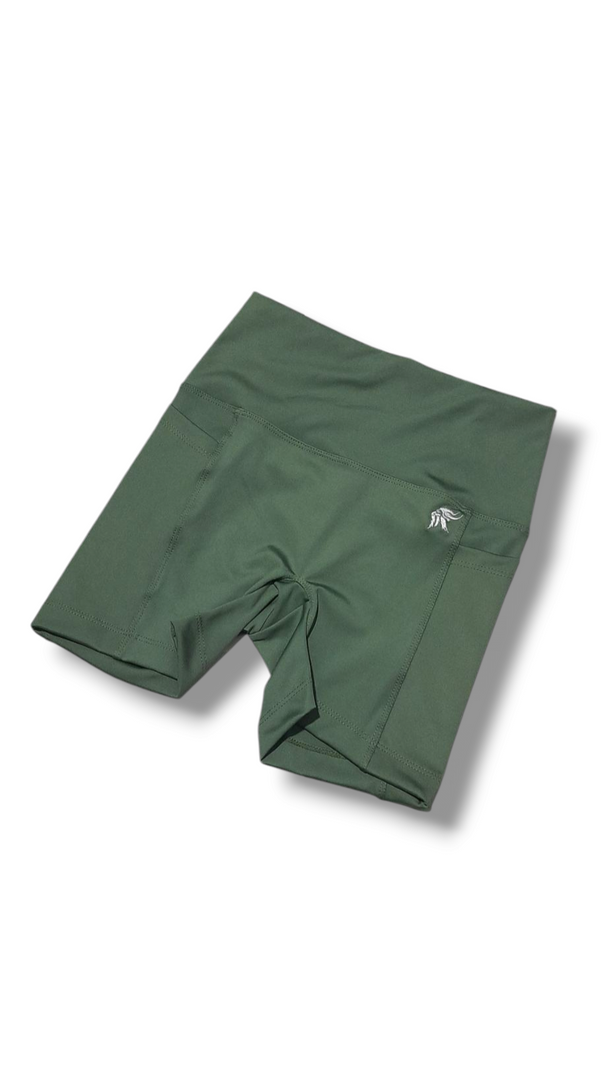 Short Hybrid ajustado con bolsillos laterales y sin costura delantera tiro alto Lycra