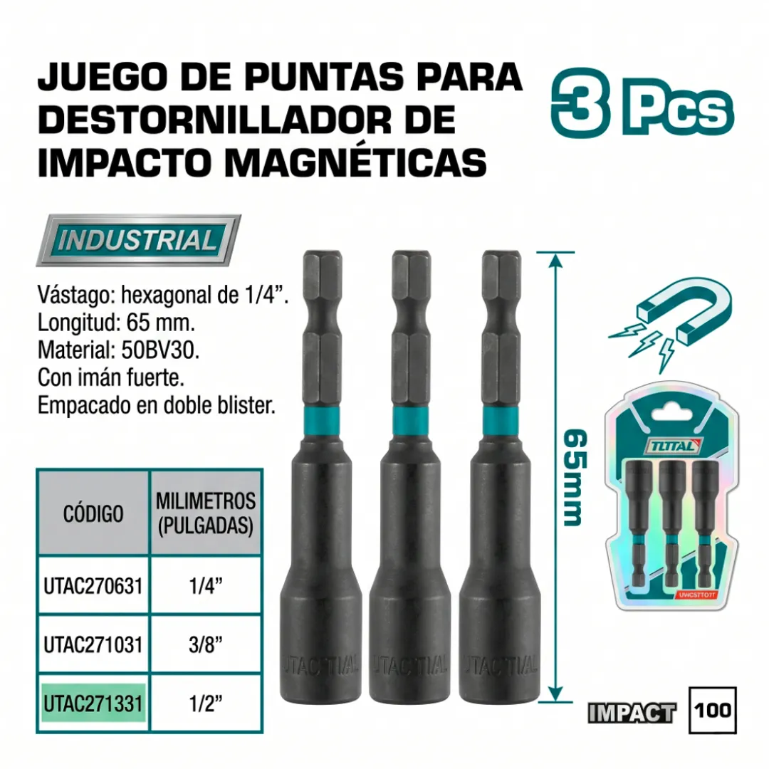 SET DE PUNTAS P/DESTORNILLADOR   1/2"
