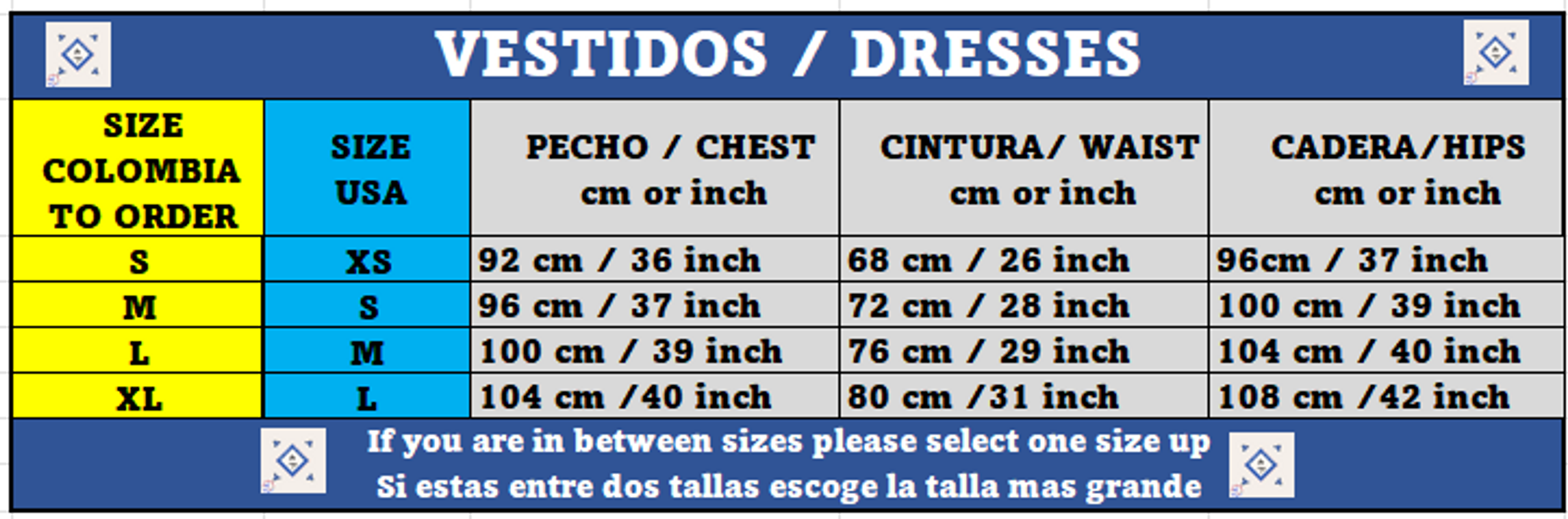 SIZES / MEDIDAS 