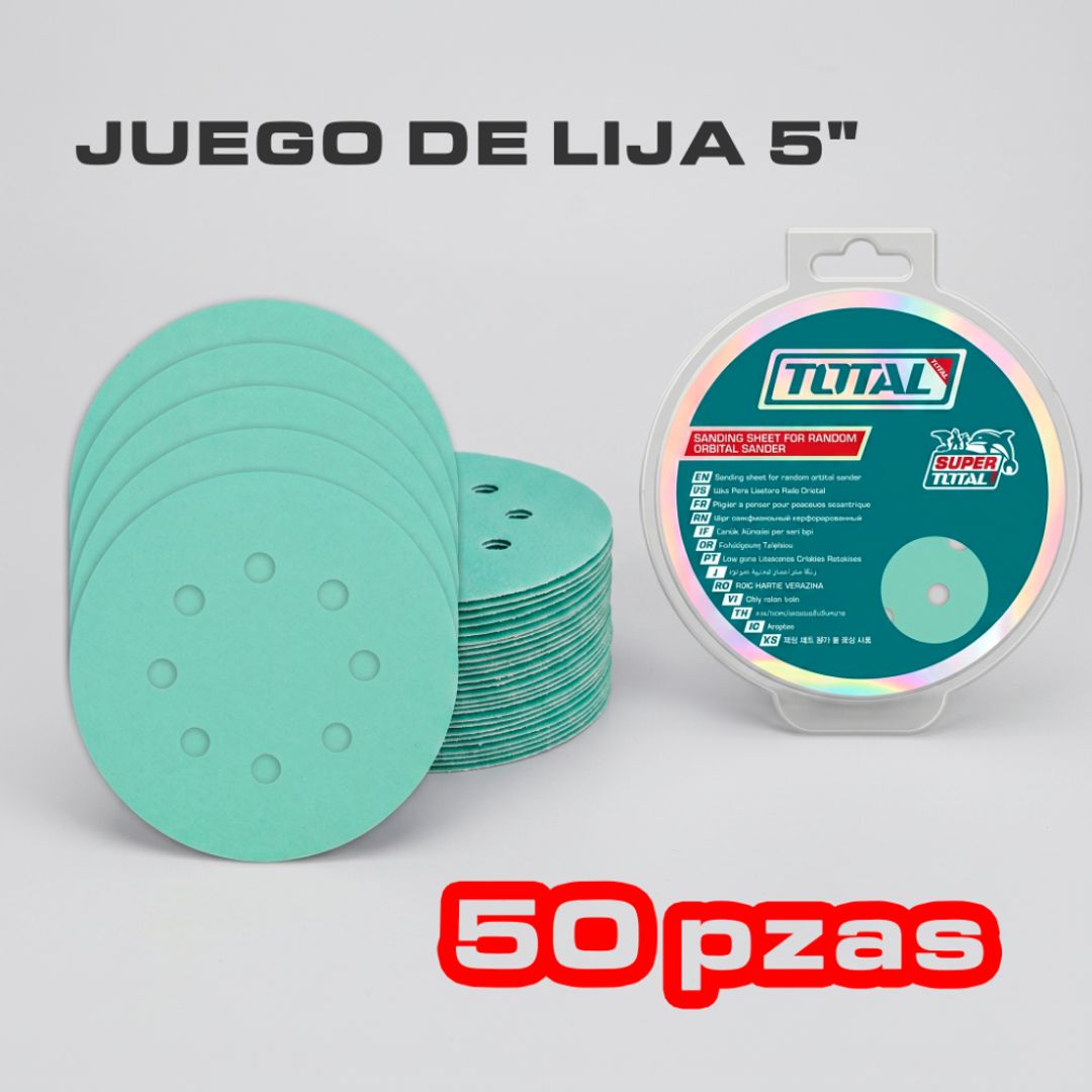 SET PAPEL LIJA 5" 50 PIEZAS  VERDE