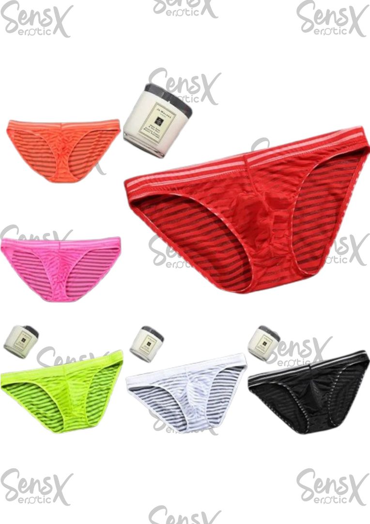 Calzoncillos de Cintura Baja para Hombre - Malla Transparente y Seda de Hielo