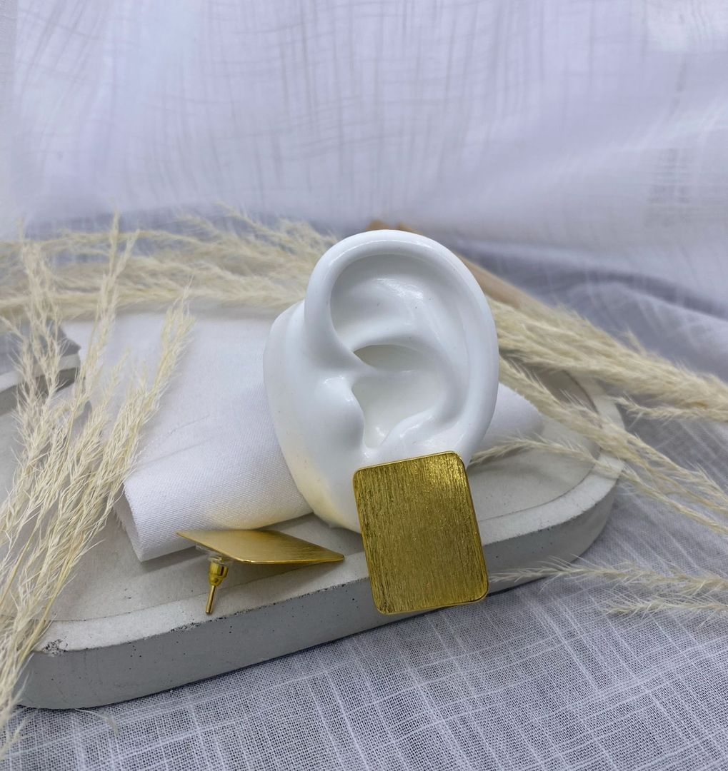 Topo rectángulo, bronce con baño de oro 