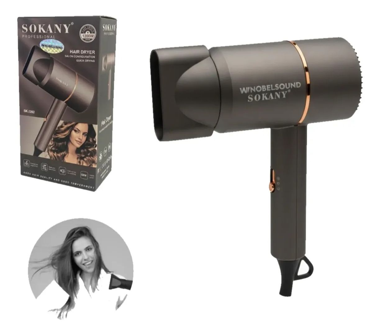 SECADOR DE PELO SOKANY 1200W COMPACTO