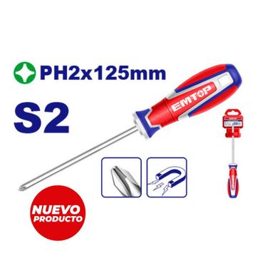 EMTOP DESTORNILLADOR 1/4x5" ESTRIA (PH2x125MM) SUPER EMTOP - imagen 1
