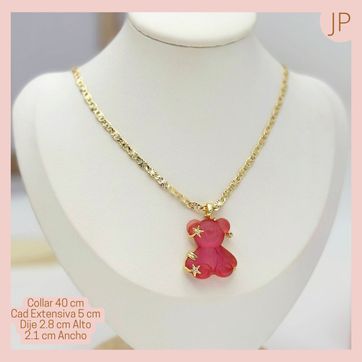 Imagen del producto  Collar Rodio Dije Acrilico Gomita osito MORADO