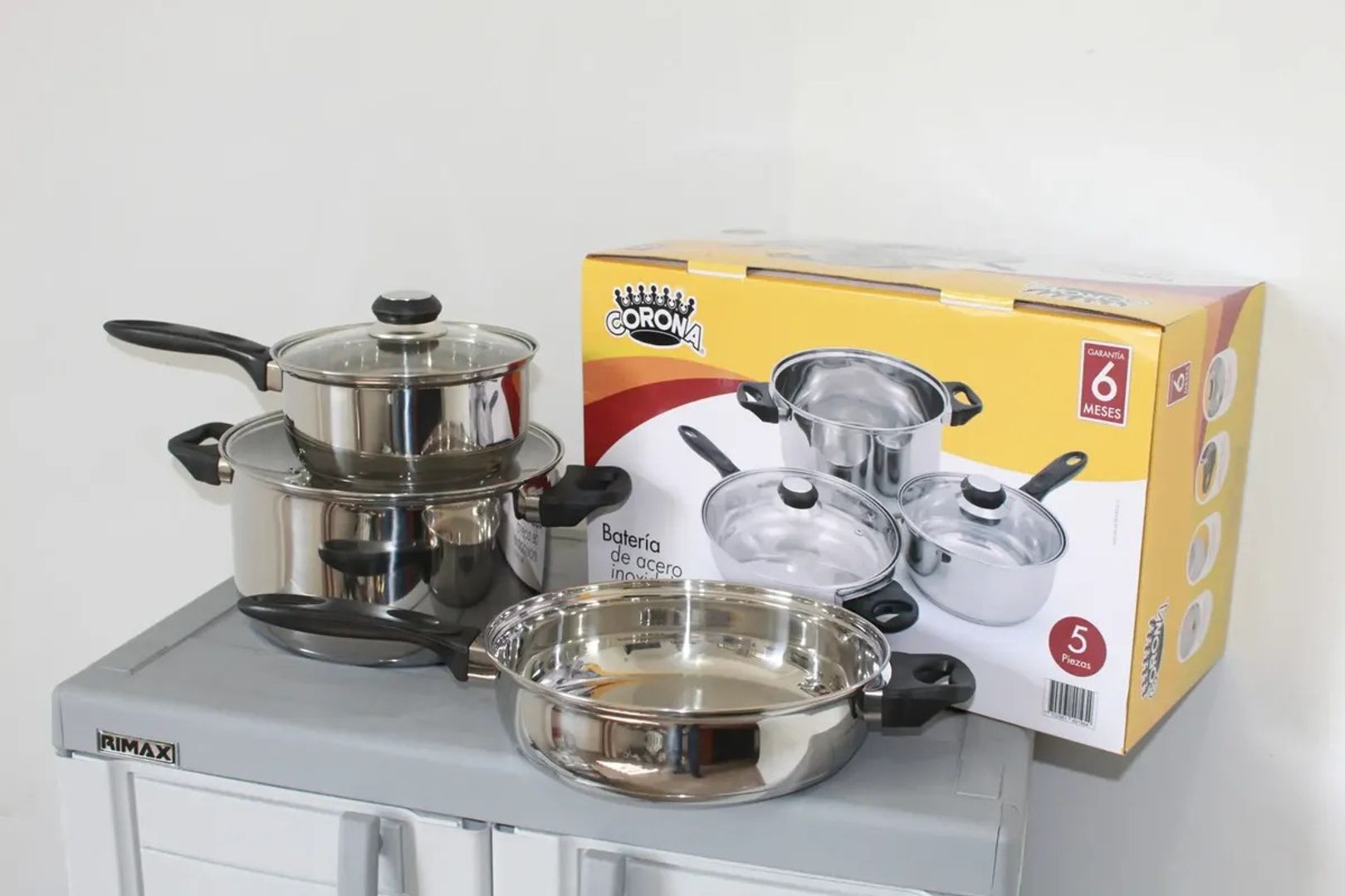 BATERÍA DE COCINA 5 PIEZAS ACERO INOXIDABLE