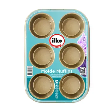 MOLDE MUFFINS X6 DSGN NON STICK ILKO ANTIAD - imagen 2
