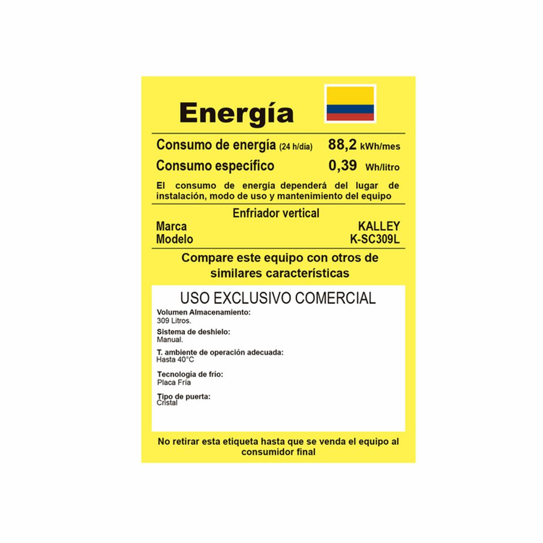 VITRINA VERTICAL KALLEY 309 LTS 1 PUERTA