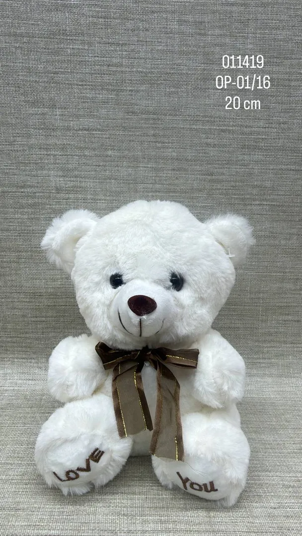 Oso blanco con cinta cafe de 20 cm 