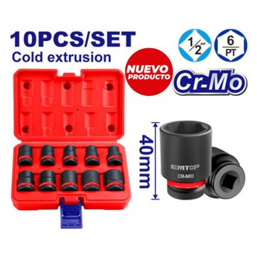 EMTOP COPAS DE IMPACTO 1/2 10PCS LARGO 40MM 10/12/13/14/15/17/19/21/22/24MM - imagen 1