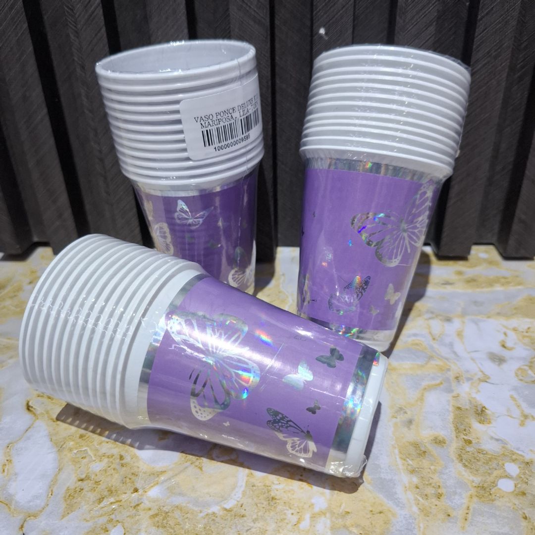 VASO X12 UND MARIPOSA LILA TORNASOL
