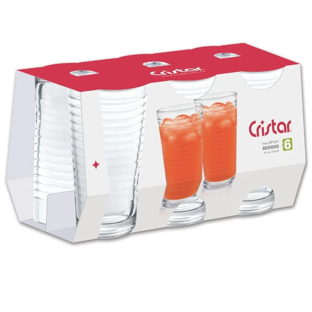 Vasos Cristar Óptico 11 Oz – Set x6 Unidades