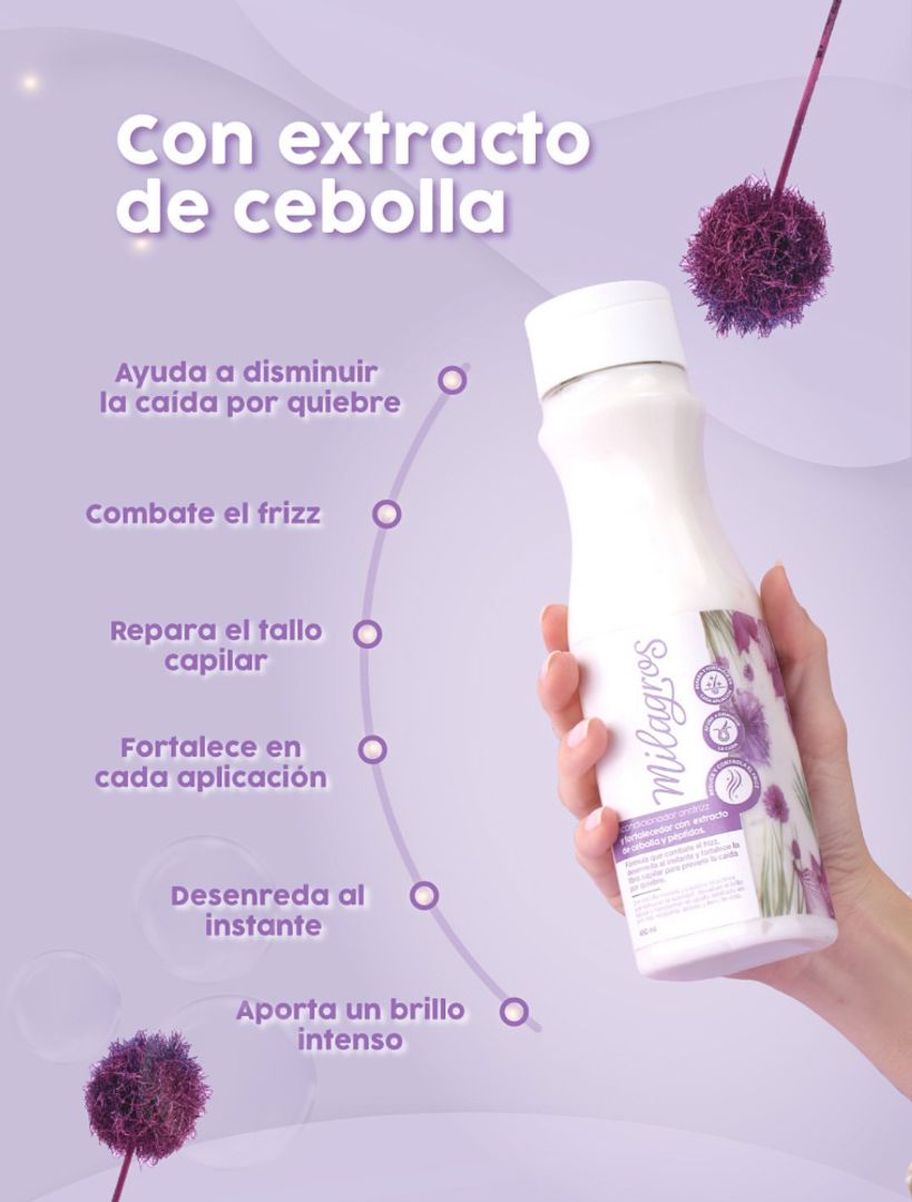 Acondicionador Antifrizz y Fortalecedor Con Extracto de Cebolla y Péptidos