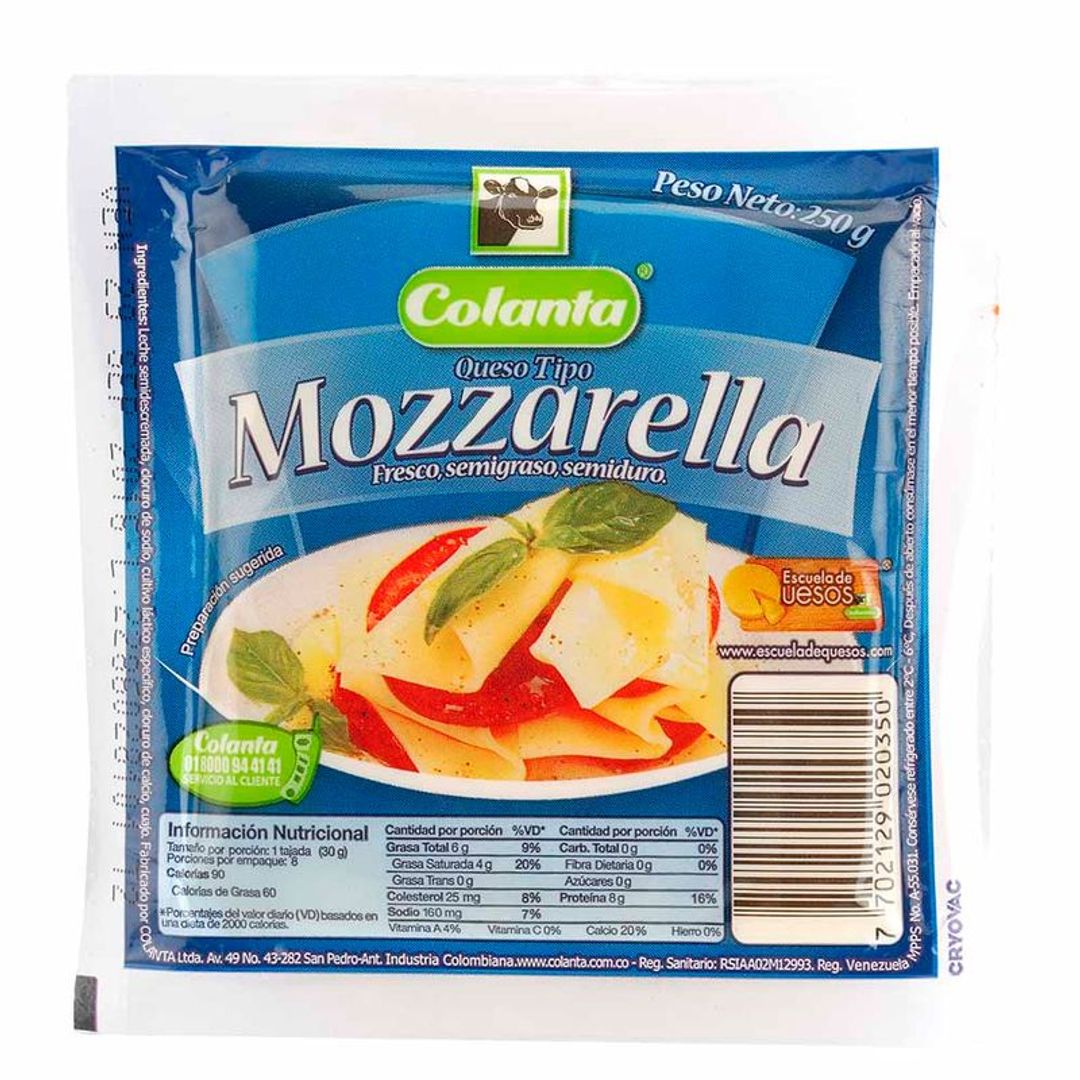QUESO MOZARELLA COLANTA BLOQUE*250G
