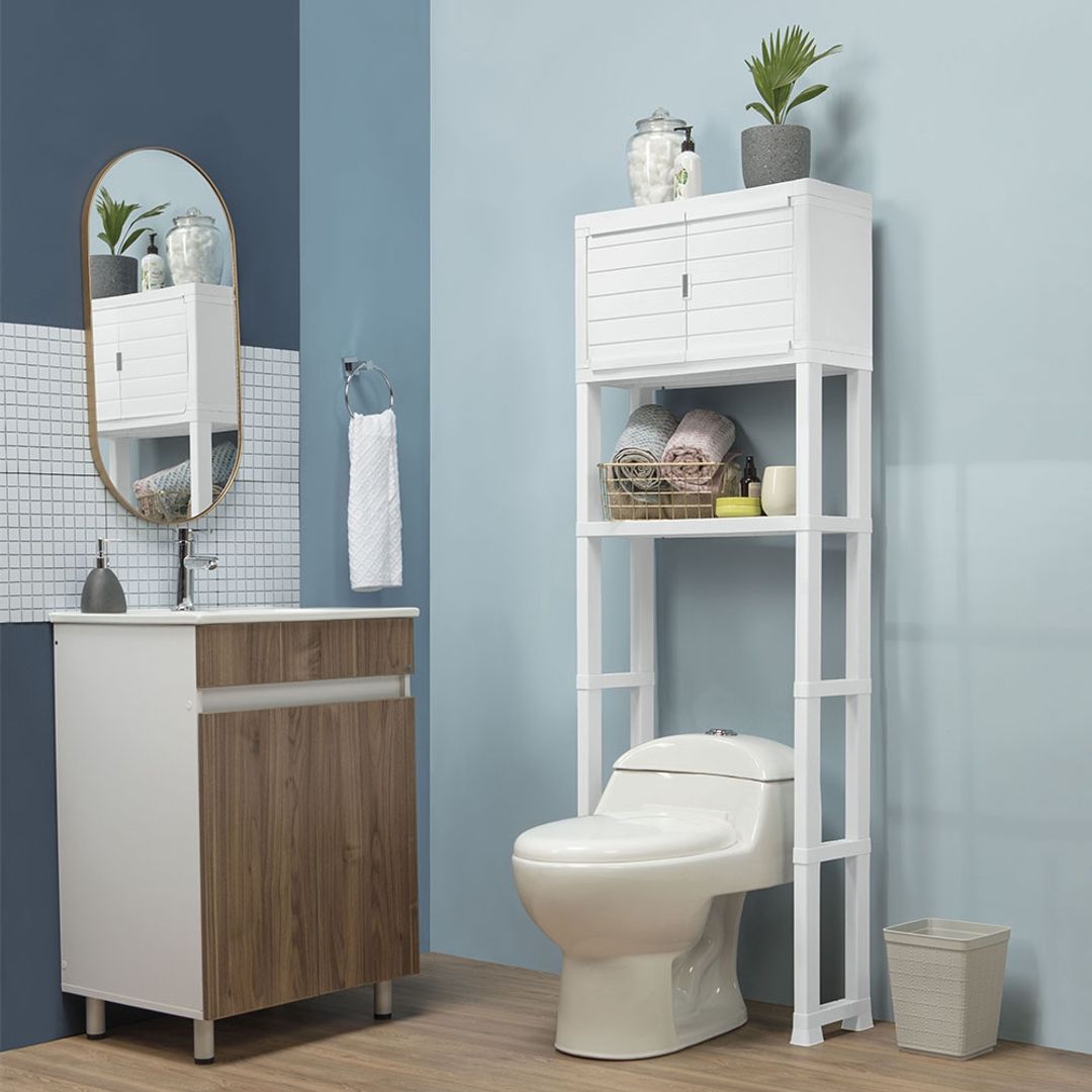 ESTANTE ORGANIZADOR CON PUERTAS PARA BAÑO