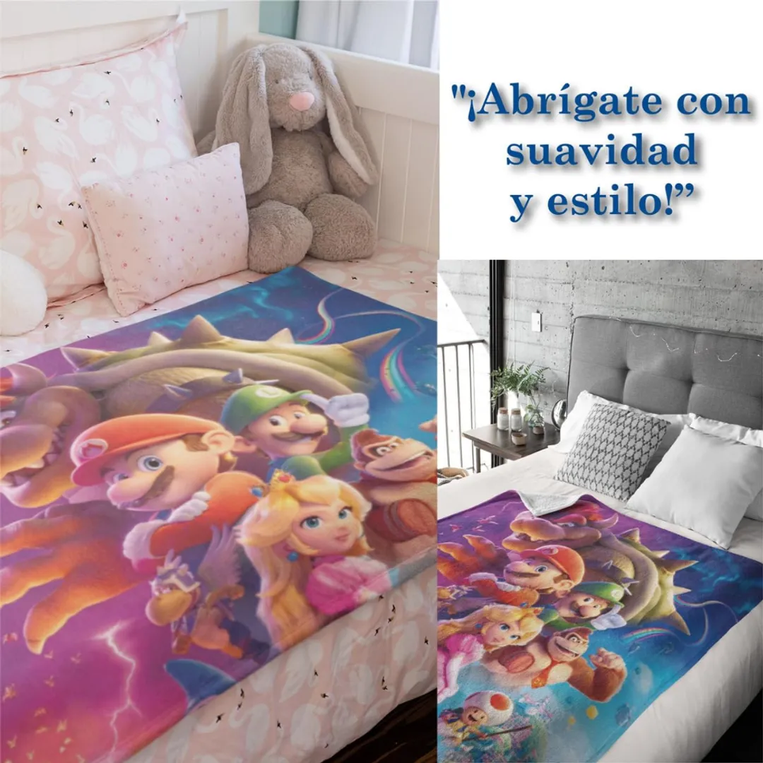 COBIJA FRAZADA SUAVE TERMICA AFELPADA SUPER MARIO BROS
