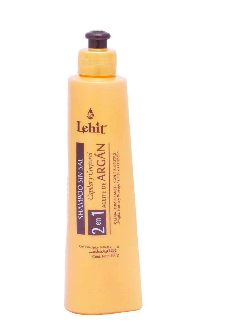  Shampoo Sin Sal 2 en 1 Lehit con Aceite de Argán, Queratina y Colágeno