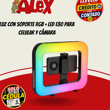 Imagen del producto LUZ CON SOPORTE RGB + LED E30 PARA CELULAR Y CÁMARA