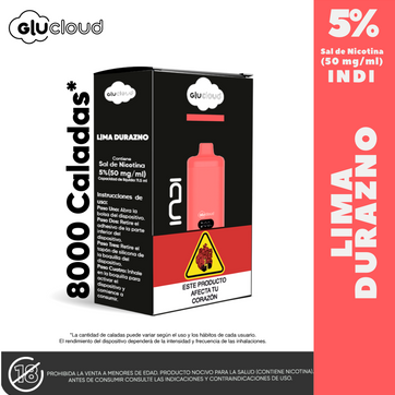 Imagen del producto Vape Glucloud Lima Durazno Indi 8000 Puffs