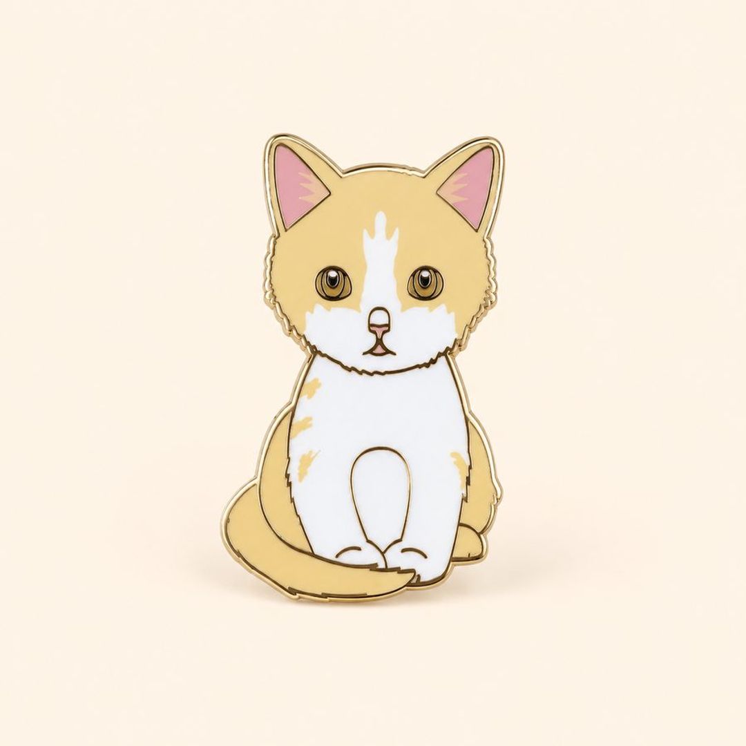 PIN GATO BLANCO Y AMARILLO