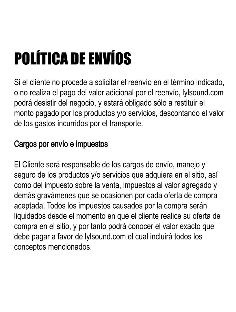 POLITICA DE ENVIOS