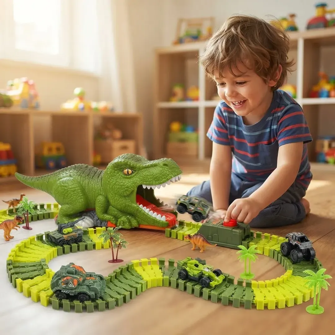 PISTA DE CARROS FLEXIBLE DINOSAURIOS 101 PCS