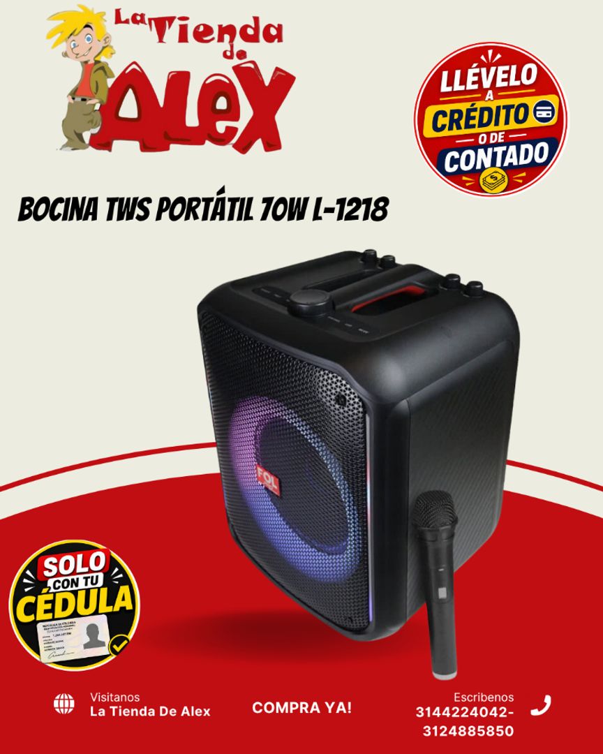 Bocina TWS Portátil 70W L-1218