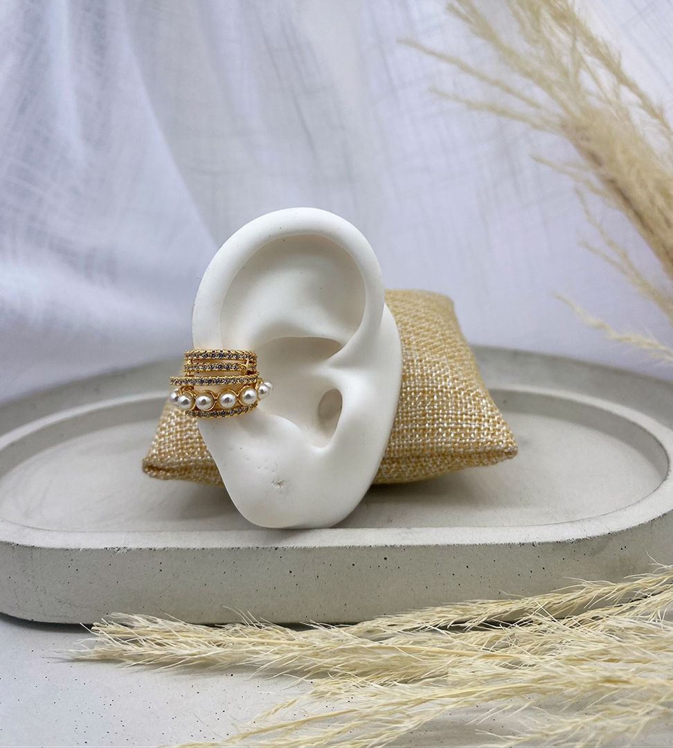 Earcuff oro rosa, perlitas, covergold 
