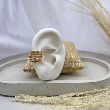Imagen del producto Earcuff oro rosa, perlitas, covergold 