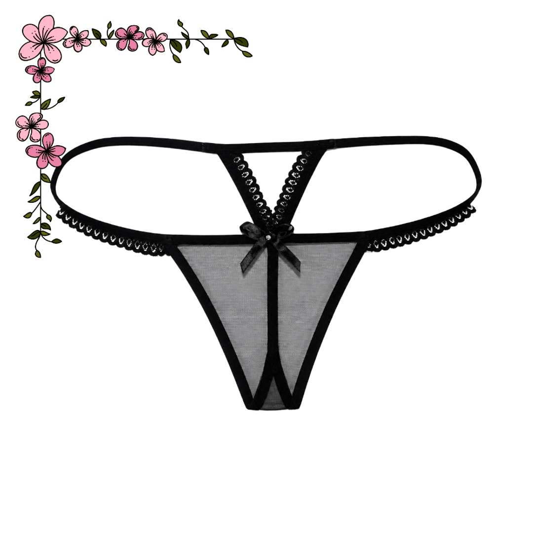 Tanga hilo en velo negro 