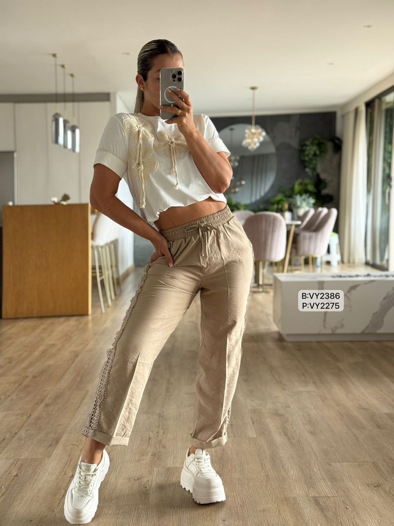 PANTALON ENCAJE LATERAL VY2275