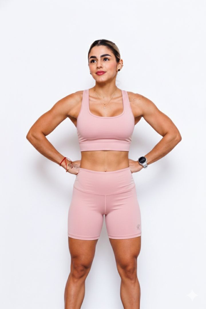  Conjunto top + short tiro alto