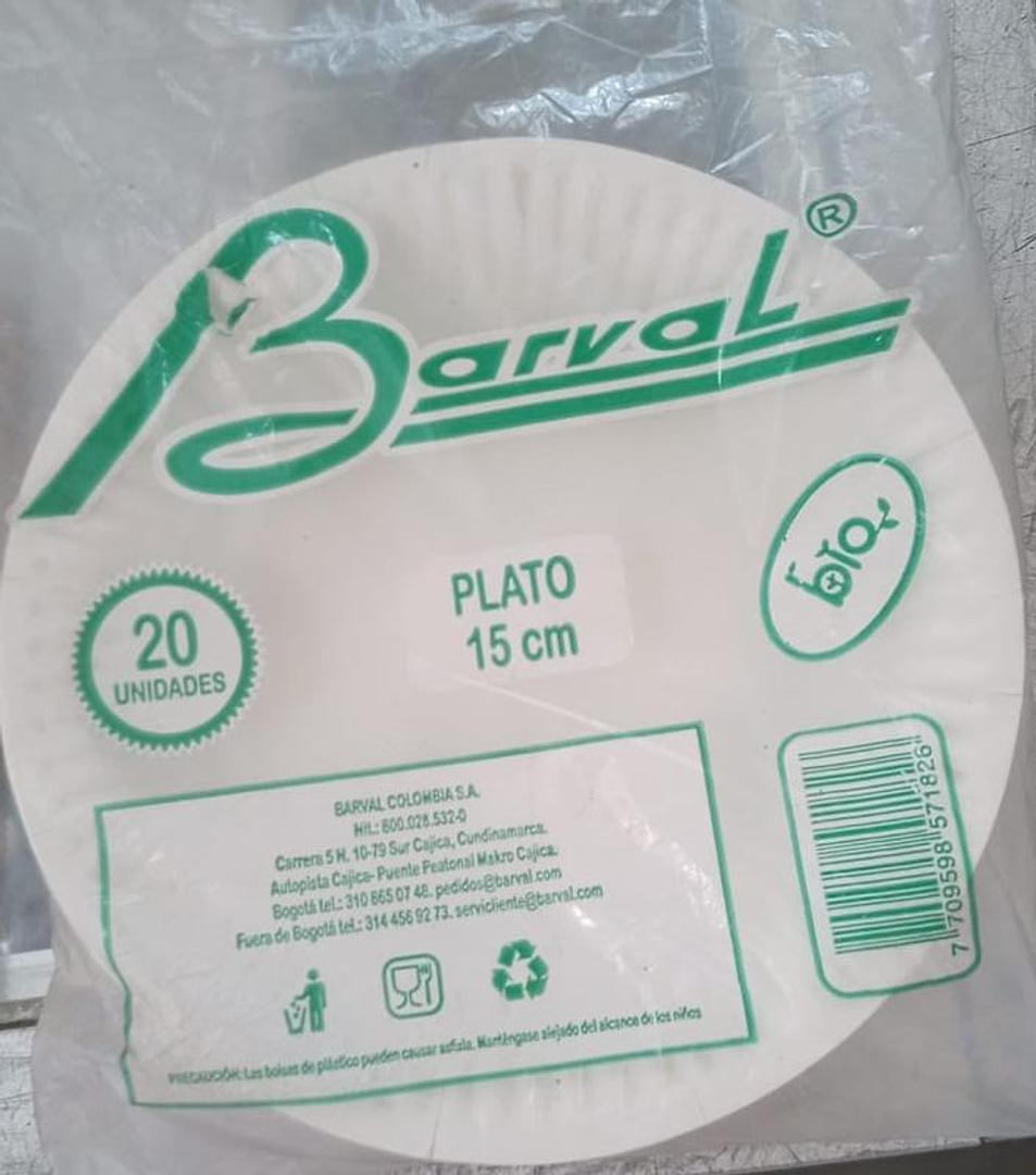 BANDEJA PLATO CARTON BARVAL 15*15 *20