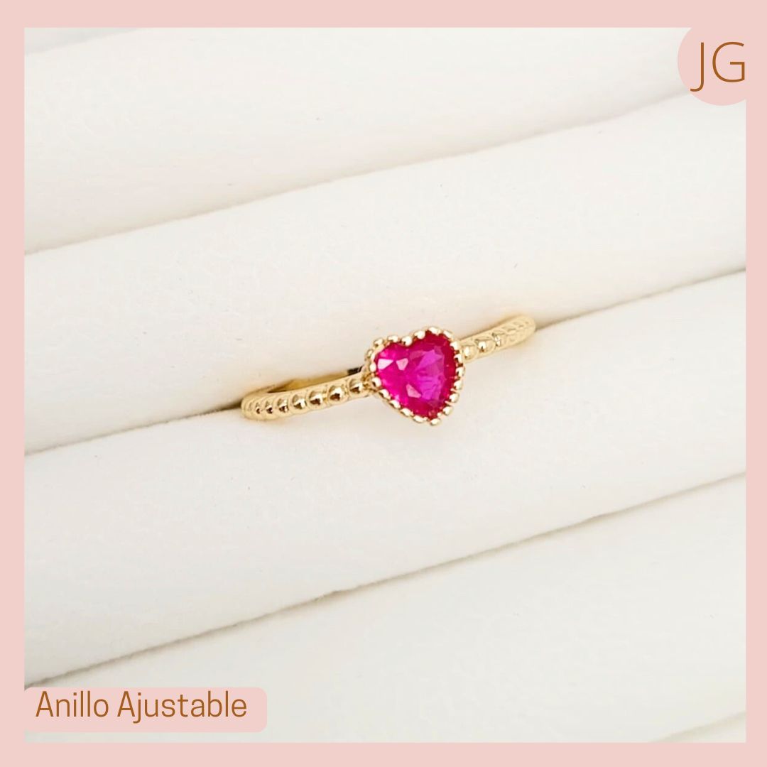 Anillo Ajustable Corazón Fucsia 
