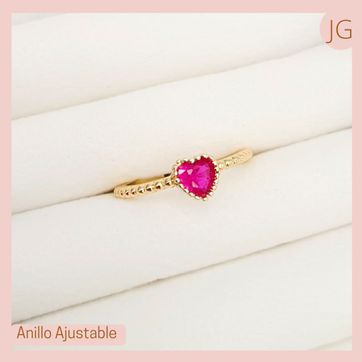 Imagen del producto Anillo Ajustable Corazón Fucsia 