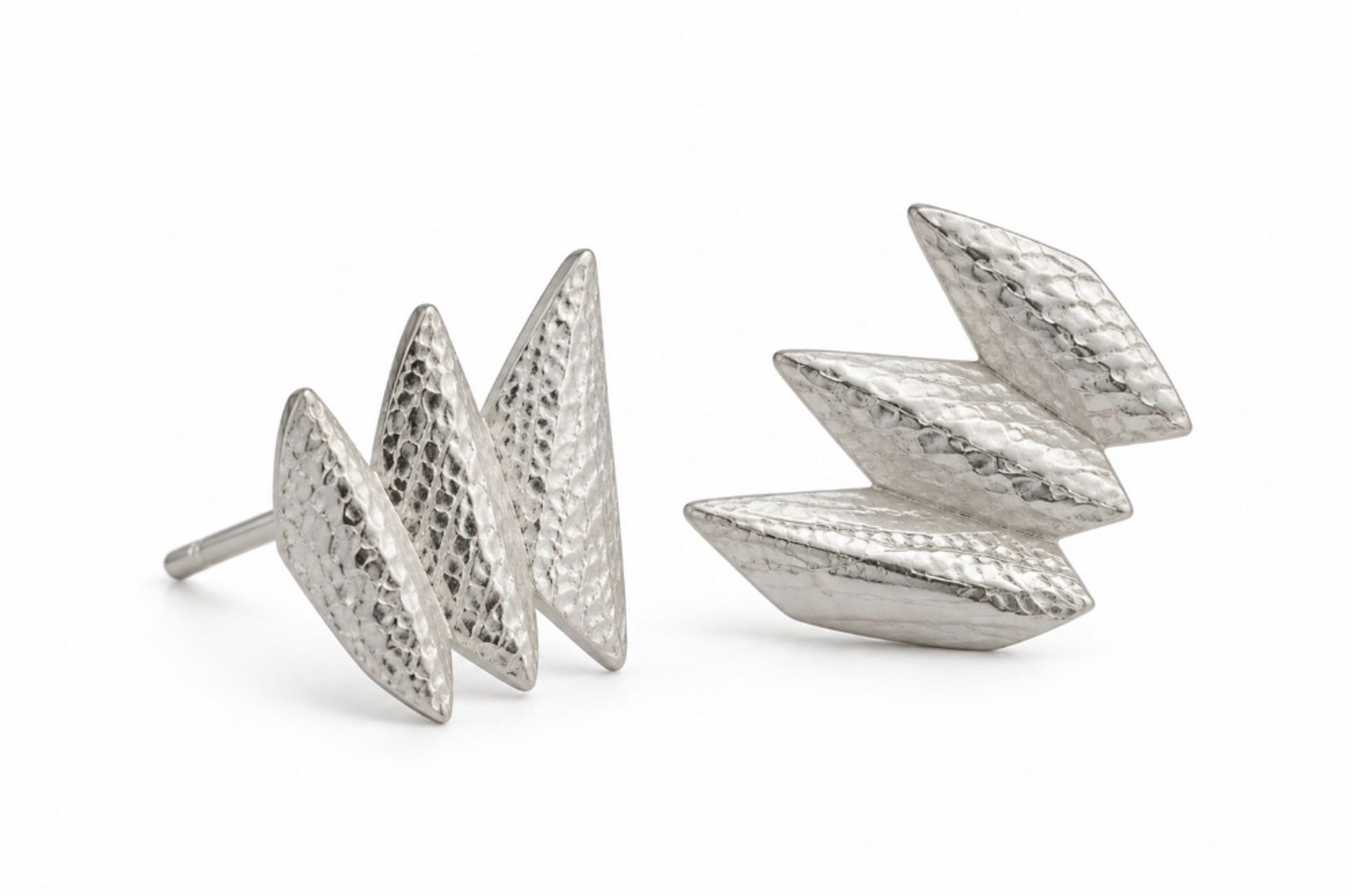 SILVER MINI BLUE PALM STUDS
