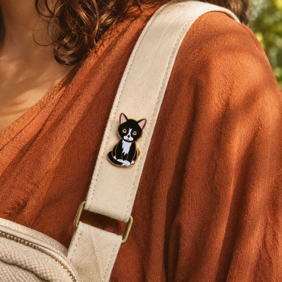 PIN GATO NEGRO BLANCO