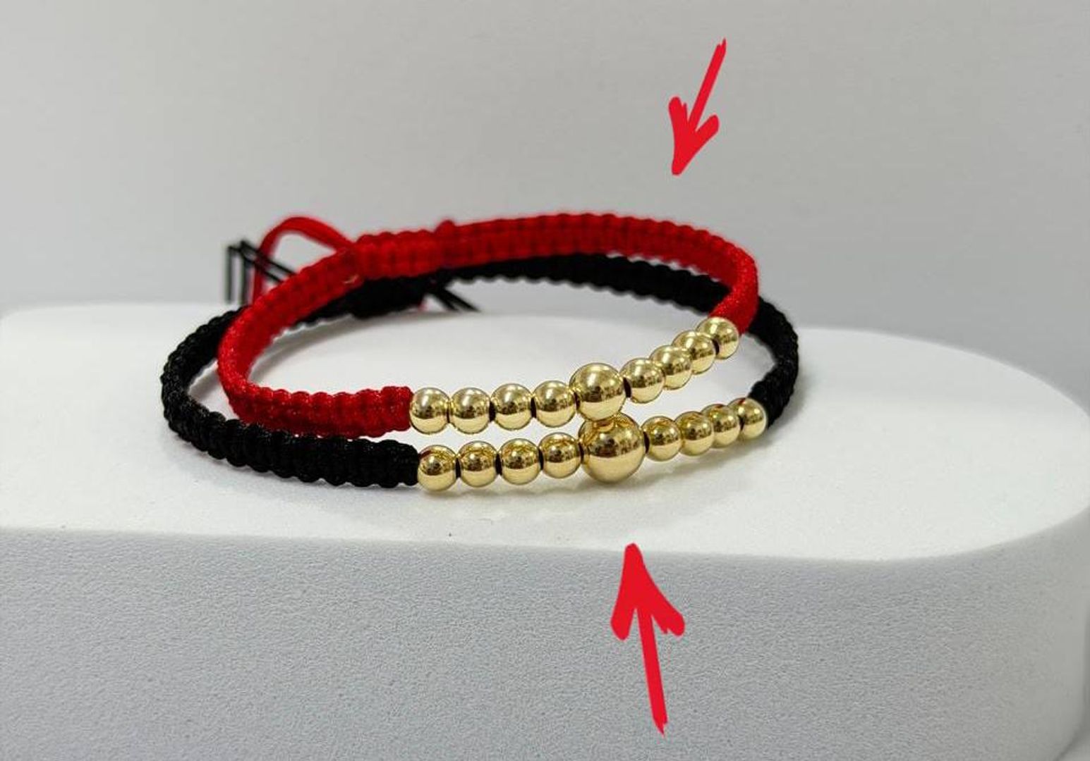Par pulseras tejidas balin liso 4mm, 5mm y 6mm