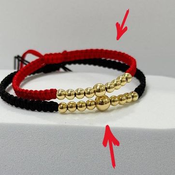 Imagen del producto Par pulseras tejidas balin liso 4mm, 5mm y 6mm