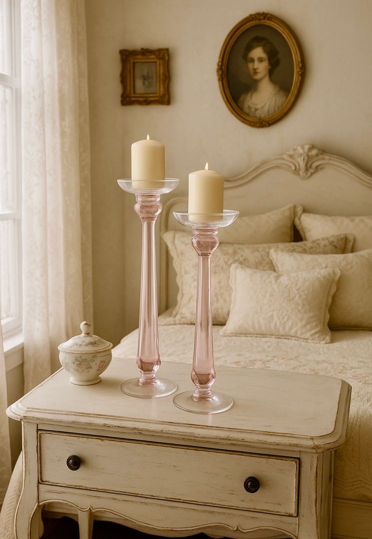 Portavelas Vidrio Rosa PAR 