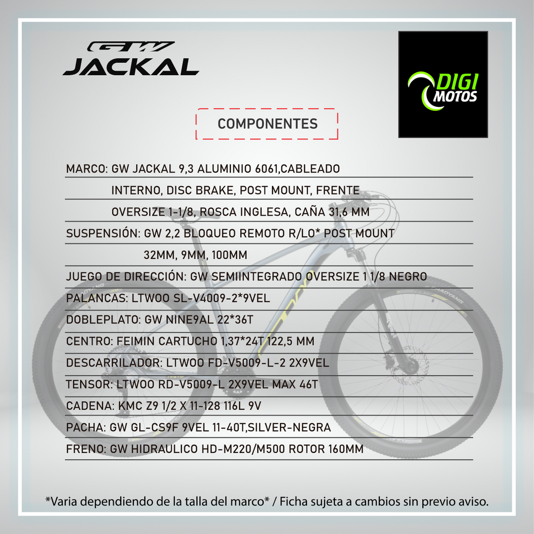 JACKAL 9 VELOCIDADES FRENO HIDRAULICO