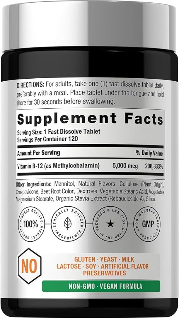 Vitamina B12 de 5000 mcg 120 tab Horbäach