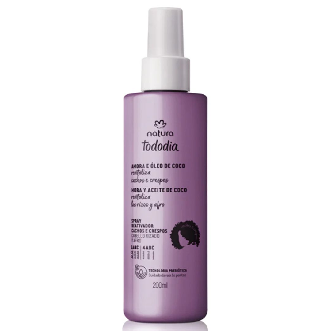 SPRAY ACONDICIONADOR REACTIVADOR DE RIZOS Y AFROS MORA Y ACEITE DE COCO