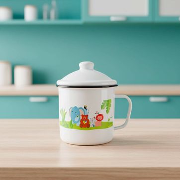 JARRO INFANTIL EN PELTRE ESMALTADO CON TAPA - imagen 1